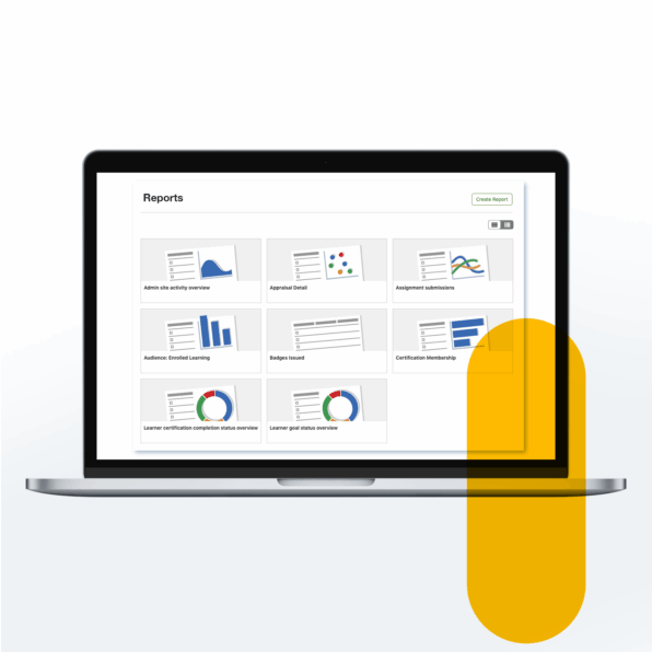 Laptop with Totara screen capture of report creation